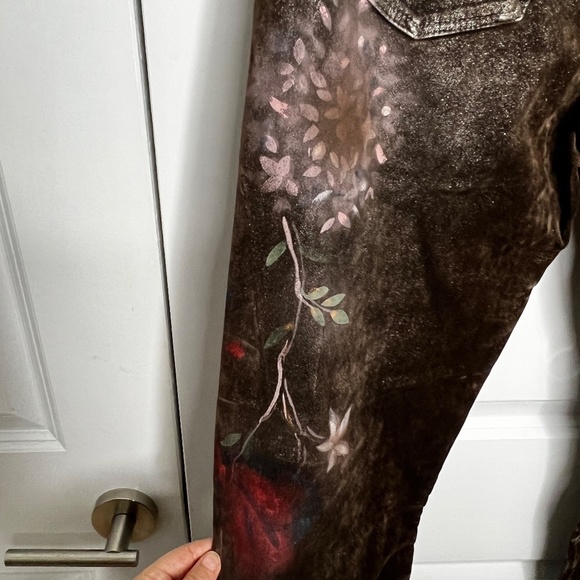 NEW Ralph Lauren Purple Kaida Metallic Bootcut Jeans In Lustrous Floral Size 27 - Picture 9 of 13